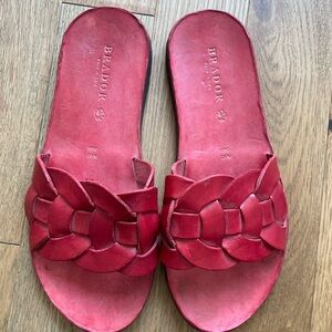 Brador Jessy Sandal in Red - Italian Leather Sandals